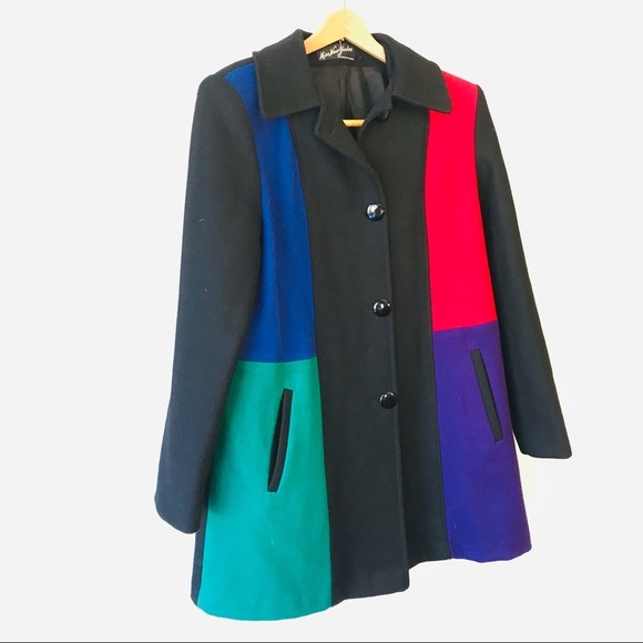 Vintage Wool Retro Color Block Peacoat - Picture 6 of 10